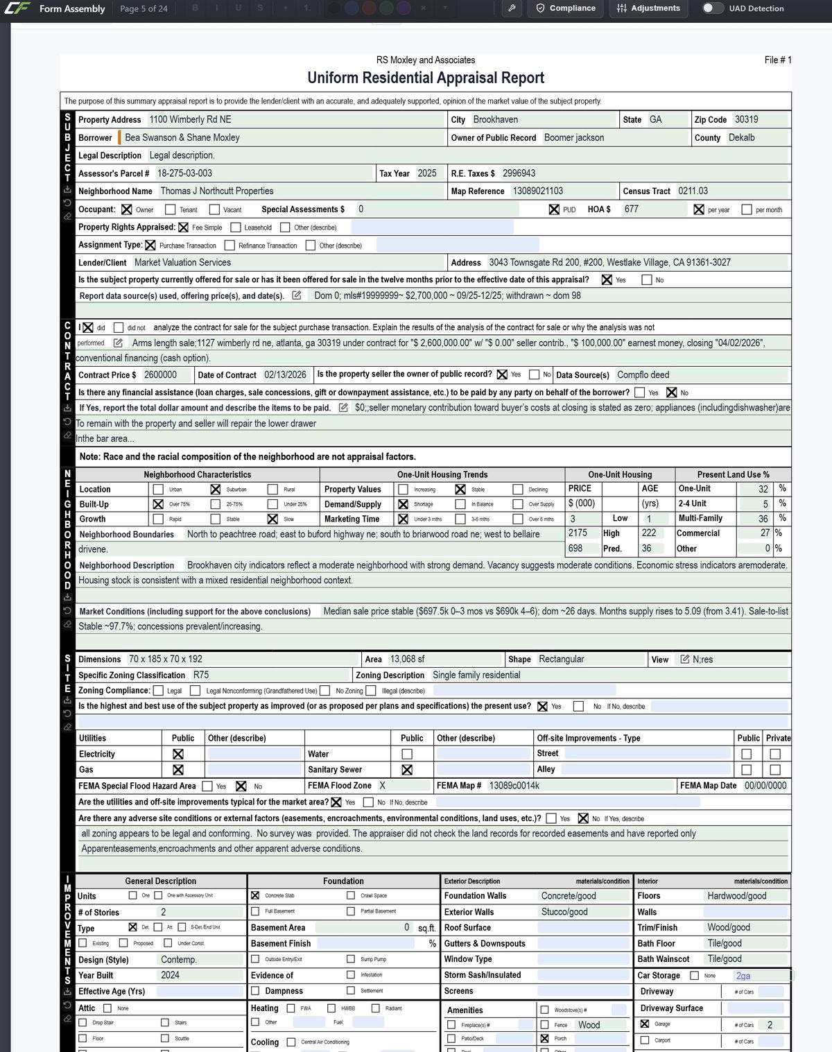 UAD 2.6 in CompFlo Form Assembly